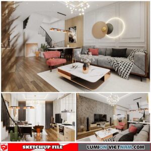 Living room - Sketchup Interior Scene By To Dung