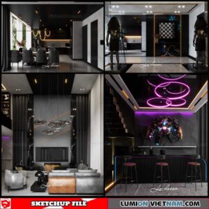 Living Room and Kitchen - Sketchup Interior Scene By Minh Anh