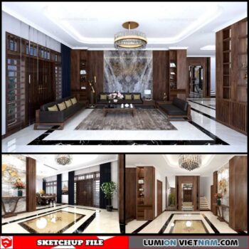 Living room and Kitchen - Sketchup Interior Scene By Anna Nguyen