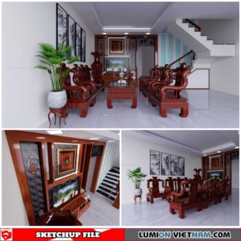 Living room - Sketchup Interior Scene By Le Giang Long