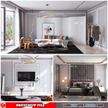 Living room - Sketchup Interior Scene By Hien Le