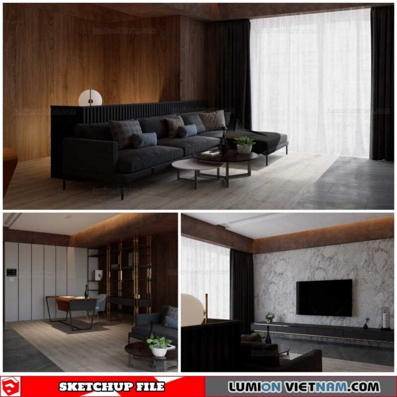 Living room - Sketchup Interior Scene By