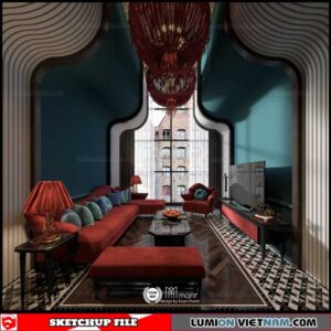 Living room - Sketchup Interior Scene By Xuan Khanh