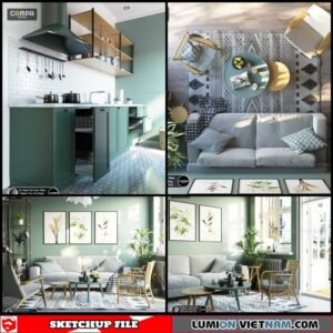 Living Room and Kitchen - Sketchup Interior Scene By Doan Thi Thanh Nhan