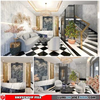 Living room - Sketchup Interior Scene By Nguyen Bao Huyen