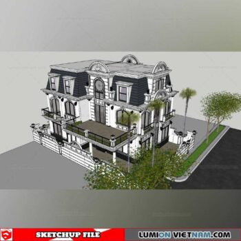 Classical Villa - Sketchup Exterior Scene By Huy Ho