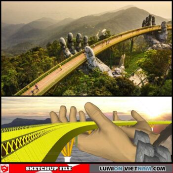 Cau Vang Da Nang - Sketchup Exterior Scene