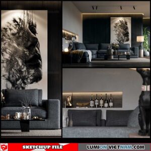 Living room - Sketchup Interior Scene By Nguyen Dinh Quoc