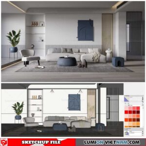 Living room - Sketchup Interior Scene