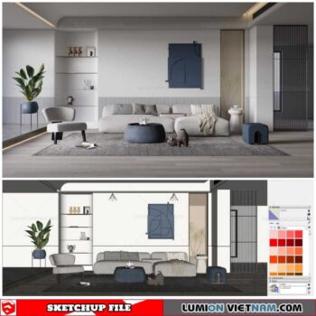 Living room - Sketchup Interior Scene