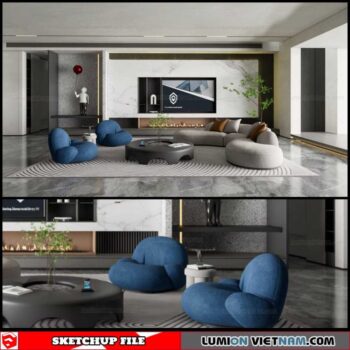 Living room - Sketchup Interior Scene