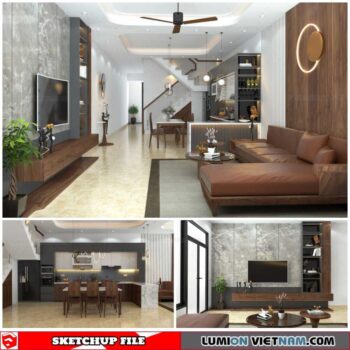 Living Room And Kitchen - Sketchup Interior Scene By Dung Nguyen