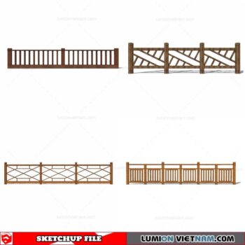 Wood Fence - Sketchup Models By Cuong Covua