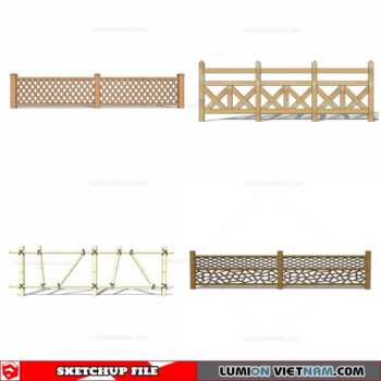 Wood Fence - Sketchup Models By Cuong Covua