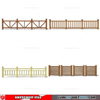 Wood Fence - Sketchup Models By Cuong Covua