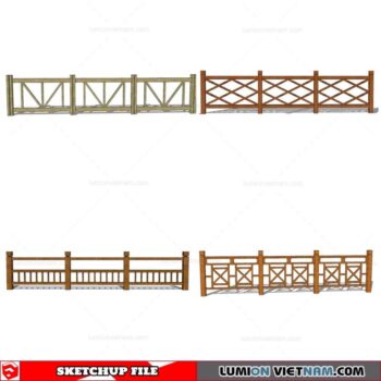 Wood Fence - Sketchup Models By Cuong Covua