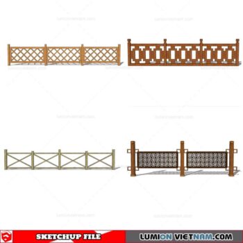 Wood Fence - Sketchup Models By Cuong Covua