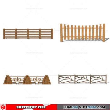 Wood Fence - Sketchup Models By Cuong Covua