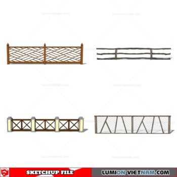 Wood Fence - Sketchup Models By Cuong Covua