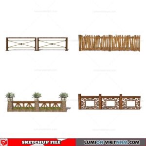 Wood Fence - Sketchup Models By Cuong Covua