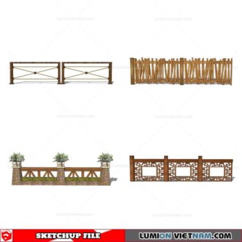 Wood Fence - Sketchup Models By Cuong Covua