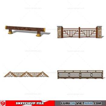 Wood Fence - Sketchup Models By Cuong Covua