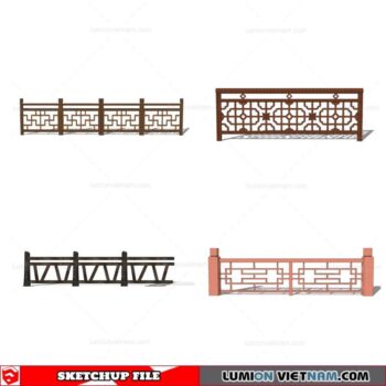 Wood Fence - Sketchup Models By Cuong Covua