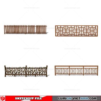 Wood Fence - Sketchup Models By Cuong Covua