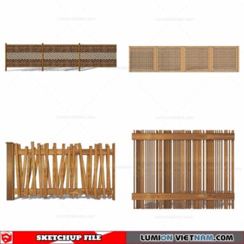 Wood Fence - Sketchup Models By Cuong Covua