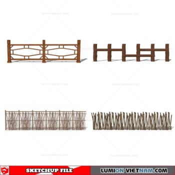 Wood Fence - Sketchup Models By Cuong Covua