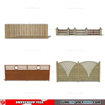 Wood Fence - Sketchup Models By Cuong Covua