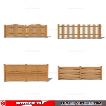 Wood Fence - Sketchup Models By Cuong Covua