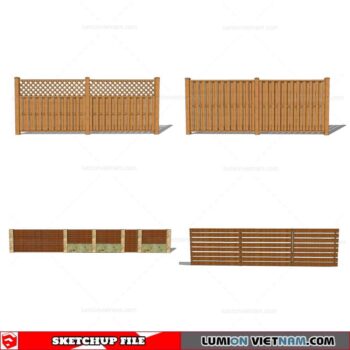 Wood Fence - Sketchup Models By Cuong Covua