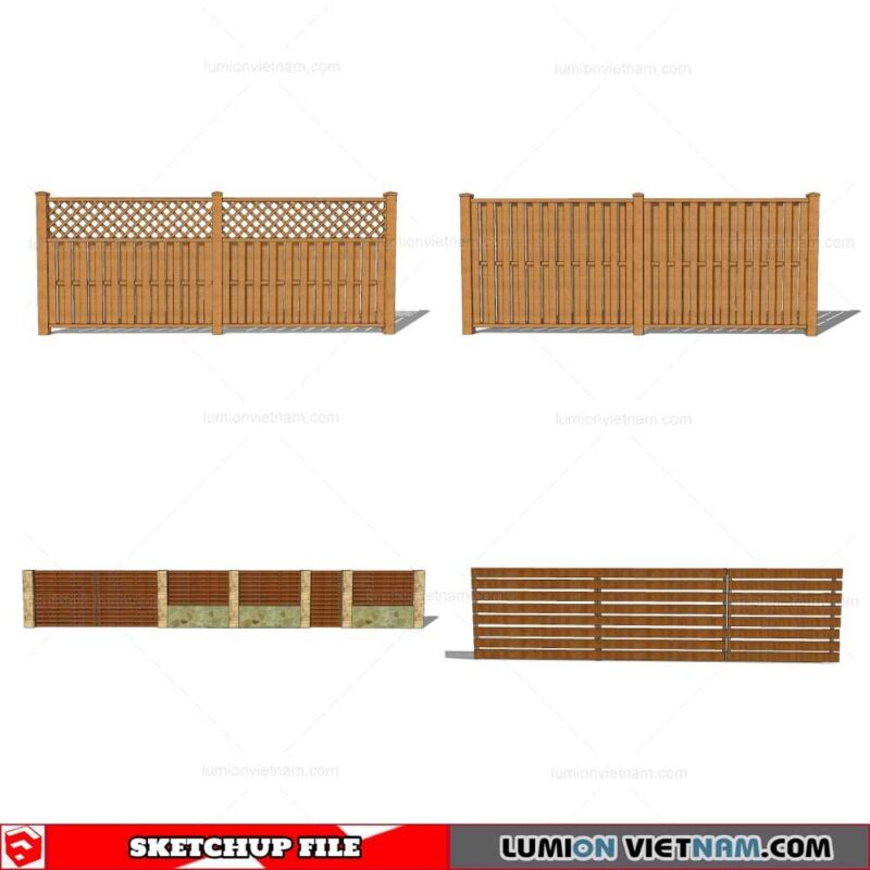 Wood Fence - Sketchup Models By Cuong Covua