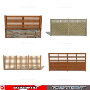 Wood Fence - Sketchup Models By Cuong Covua