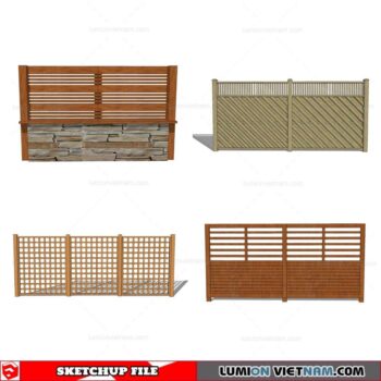 Wood Fence - Sketchup Models By Cuong Covua