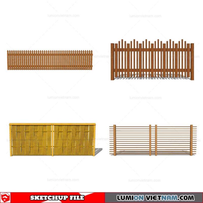 Wood Fence - Sketchup Models By Cuong Covua