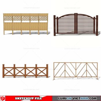 Wood Fence - Sketchup Models By Cuong Covua