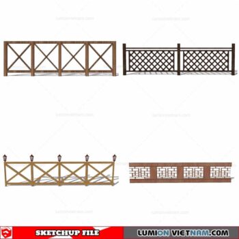 Wood Fence - Sketchup Models By Cuong Covua