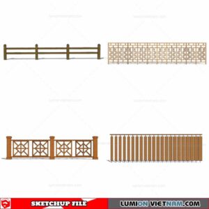 Wood Fence - Sketchup Models By Cuong Covua