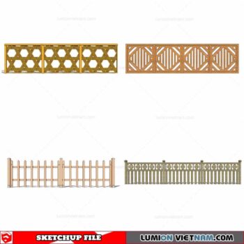 Wood Fence - Sketchup Models By Cuong Covua
