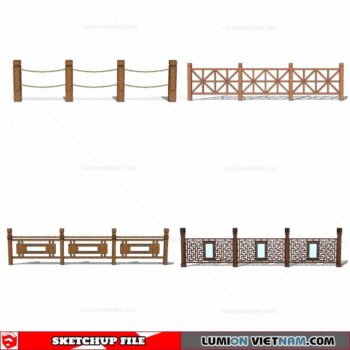 Wood Fence - Sketchup Models By Cuong Covua