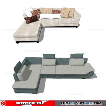 L-Shaped Sofa - Sketchup Models By Cuong Covua