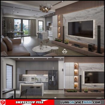 Living room - Sketchup Interior Scene By Quoc Anh