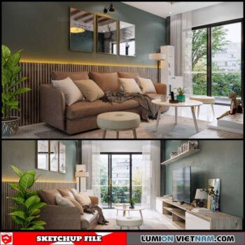 Living room - Sketchup Interior Scene By DatHouzz