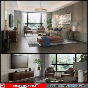 Living room - Sketchup Interior Scene By DatHouzz