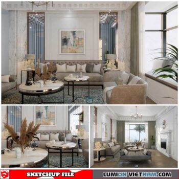 Living room - Sketchup Interior Scene By DatHouzz