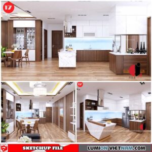 Living room And Kitchen - Sketchup Interior Scene By Dao Van Yen