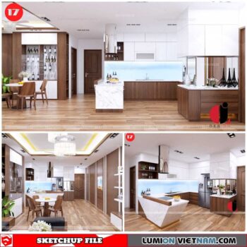 Living room And Kitchen - Sketchup Interior Scene By Dao Van Yen