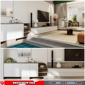 Living room - Sketchup Interior Scene By Quoc Vi Phan